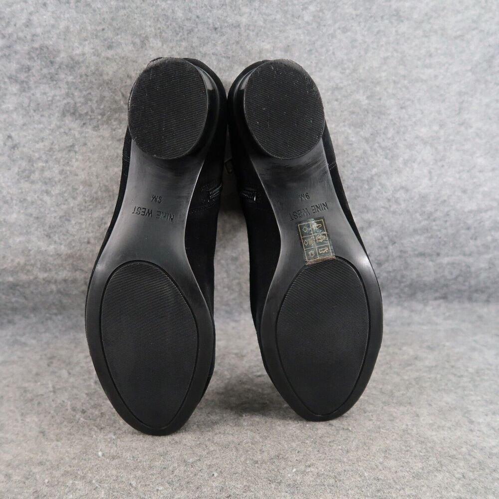 Nine West Shoes Womens 9 Booties Classic Fashion Leather Block Heel Black Zip - Picture 11 of 15